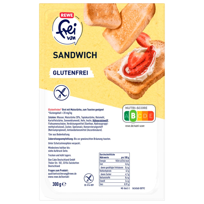 REWE frei von Sandwich glutenfrei 300g
